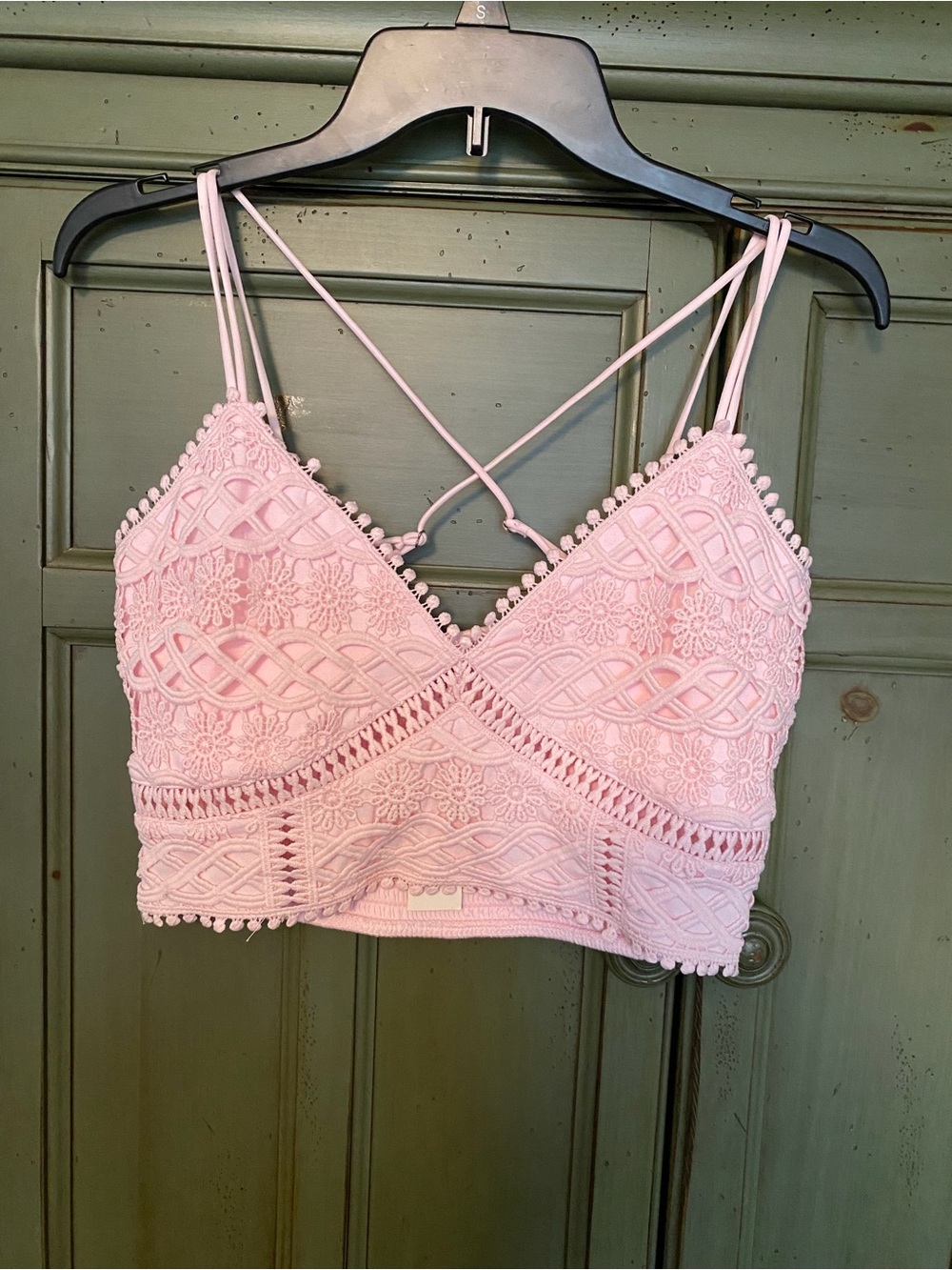 NWT Francesca's mi ami Pink Smocked Lace Bralette